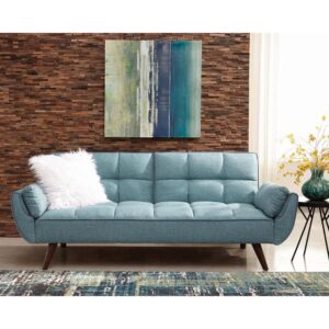 Add a pleasing pop of color to your living room or den. This charming sofa bed is upholstered with a soft