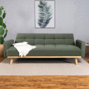 these pieces exhibit a sleek tufted design. Seamlessly transitioning from a chic sofa to a comfortable bed