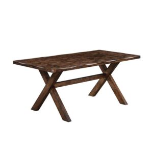 This timeless styled dining table from the Alston collection adds charm to the dining space. Constructed of solid hardwood with knots that's both durable and desirable. Organic wood grains give the table a bucolic ambiance. Table edge is given a worn