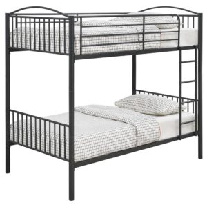 Proudly place this twin over twin bun bed in your youth's sleeping space. Coming in a gunmetal or silver finish