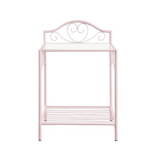 this gracefully designed nightstand adds an element of delicate class to a child’s or teen’s bedroom. Enjoy a romantic silhouette combining linear and curved elements with tender