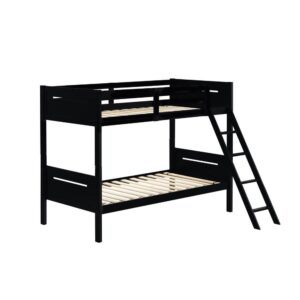 this youth bunk bed features a modern style frame that lends a masculine vibe. Perfect for making more floor space