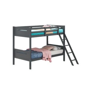 this youth bunk bed features a modern style frame that lends a masculine vibe.Perfect for making more floor space