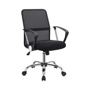 Make work a pleasure. This stylish black office chair reflects an improvement on conventional chairs with its ergonomically positive build. Breathable fabric makes its seat back airy and light. Slender armrests unattached to its seat back allow more flexibility in movement. Adjust seat height positions to meet your needs.