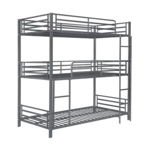 Enhance compact sleeping spaces with this three-tier bunk bed. Featuring a twin over twin over twin configuration