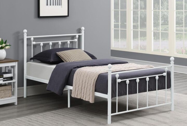 Bring a classic metal bed to your space with this stylish option. Coming in a variety of neutral colors