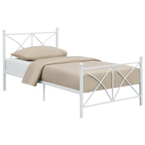 this piece is bound to enhance many sleeping spaces. It's X-style pattern on the head and footboard gives it modern appeal. This metal bed is ideal for using in guest bedrooms and youth bedrooms. With airy appeal and straight legs