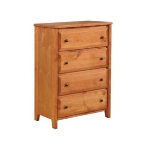 this wood chest is a fine complement for any youth bedroom. Features four spacious drawers to hold clothes and store valuables. Sturdy construction and clean