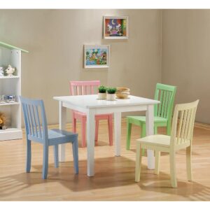 A child's tea party has never been so enchantingly colorful. This five-piece youth table set from the Rory collection will brighten up any tea-and-cookie party. Simple