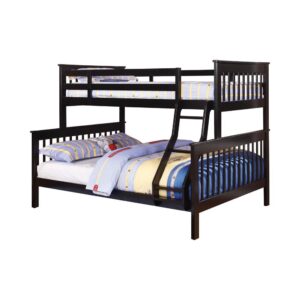 Crisp lines and colors make this classic bunk bed perfect for a multi-functional space. Save room with the built-in ladder and sturdy guard rail. Crafted of solid pine
