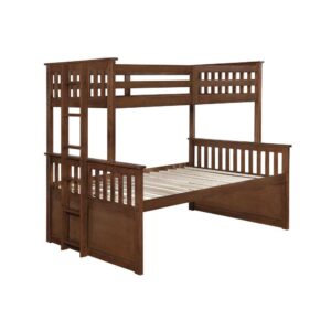 this bunk bed offers a variety of comfy sleeping arrangements for your guests. A twin bed up top is ideal for a little one