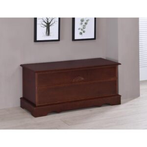 A wood storage chest is a necessary accoutrement to any home. This solid wood chest has simple elegant lines and a sturdy demeanor. Roomy enough for a collection of seasonal bedding or family photo albums. If you're storing surprise gifts for an upcoming birthday or even for the holiday season