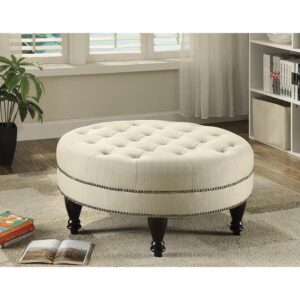 An ottoman is normally an ideal place to prop up your feet when relaxing in a comfortable recliner. At nearly three feet in diameter