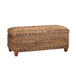 it goes well with other rustic decor. Lid opens to spacious storage that accommodates everything from a comforter to old leather-bound novels. This banana leaf trunk conveys a modern country style that's sure to please.