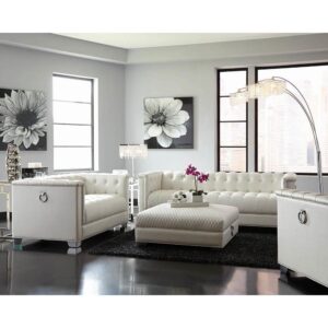Sleek lines and chic details elevate this glamourous three piece living room set. With a contemporary styling low profile