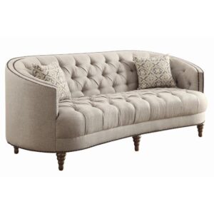 this classic sofa makes a stylish statement. A graceful
