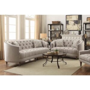Revel in the sleek elegance of classic design with this two-piece living room set. Including a sofa and loveseat
