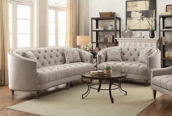 Revel in the sleek elegance of classic design with this two-piece living room set. Including a sofa and loveseat