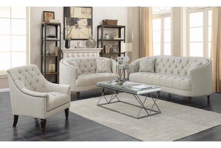All eyes are on the romantic silhouette of this accent chair. Bolster the tasteful appeal of a transitional room with a beautiful chair with elegant contoured arms. grey upholstery brings a neutral character that blends in most settings. Tufting on its seat and seat back join ornate leg designs. Complete a sophisticated