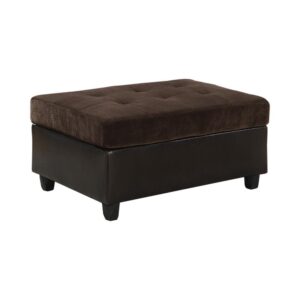its rectangular build doubles as a footrest and seating surface for overflow guests. Wrapped in ultra-plush padded textured velvet