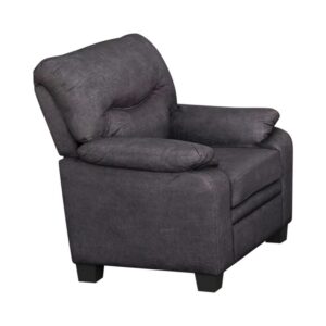 Find your favorite lounging spot with this microfiber armchair from the Meagan collection. Perfect in a living room group or your special reading nook
