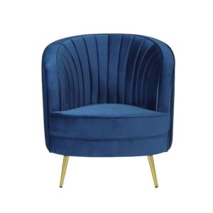 wrapped in a vivid blue velvet all around. Perfect for a contemporary seating living room or a bedroom seating area