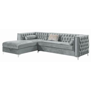 shiny crystal button tufting adorns the back cushion and portion of the frame. Fully upholstered