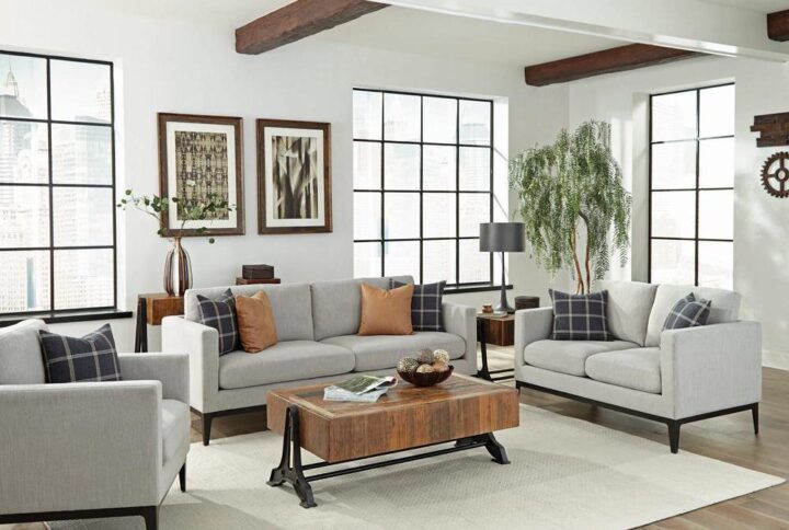 Inspire a retro feel with this stunning two-piece living room set. Complete with a sofa and loveseat