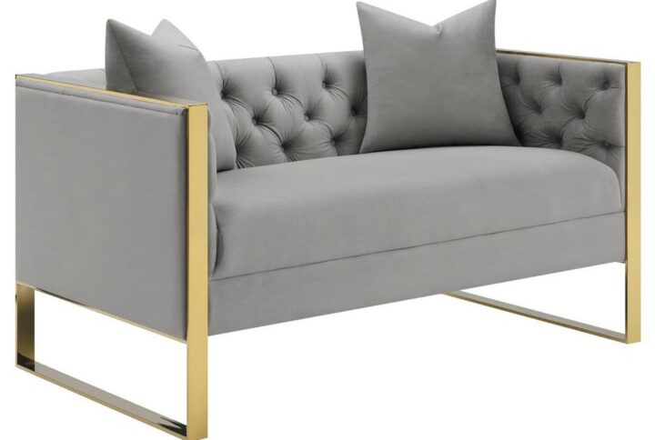 You'll love the contrast of tones and materials in this modern two-tone loveseat