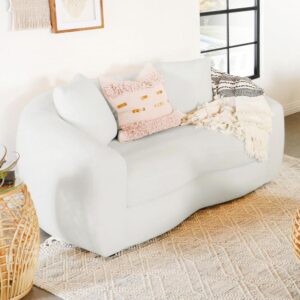 Transform your sophisticated modern living room with this vintage-like contemporary natural loveseat