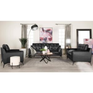 Modern spaces turn into havens for relaxation when this sophisticated three-piece sofa set become an anchor collection. Consisting of a sofa