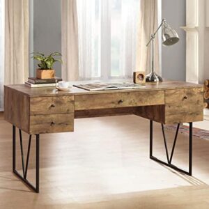 this writing desk brings a blend of motifs. Minimalist styling delivers a crisp