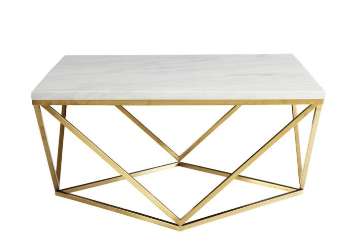 This handsome white and gold-accented table adds a touch of bright