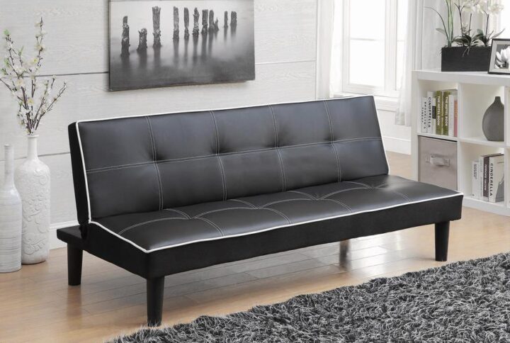 Add sleek and versatile structure to any living room with this black sofa bed. Featuring a modern silhouette