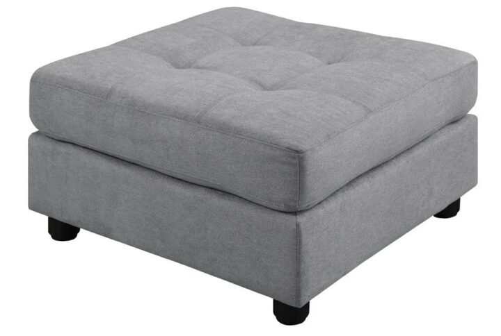 Classic transitional styling defines this elegant ottoman. Make sure guests have ample opportunity to rest tired feet. This ottoman is constructed with thick padded microfiber. Comfortable for sitting