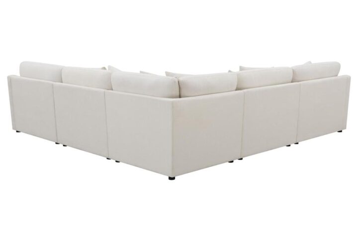 Complete your spacious modern living room with this beautifully designed six-piece modular sectional