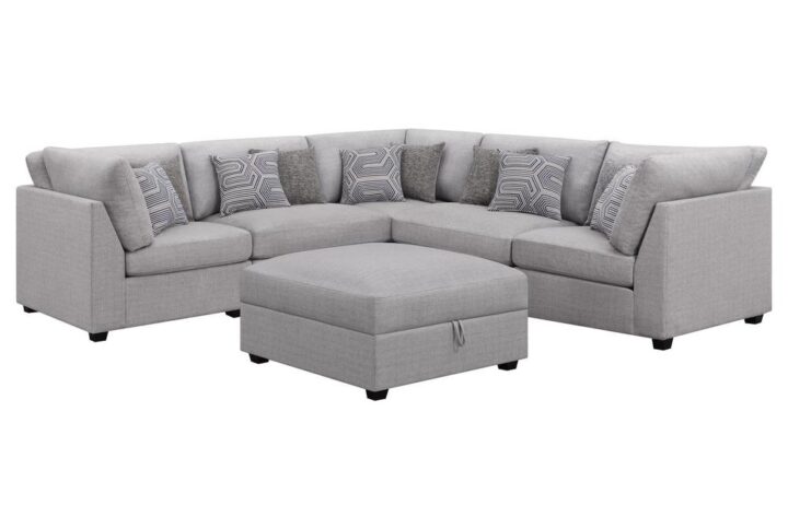 Dive into the cozy and inviting ambiance of a contemporary modular sectional sofa set. Delivering a chic balance of style and support