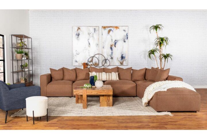 Create your ideal seating arrangement with this contemporary modular sectional sofa