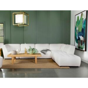 Create a retro-inspired living room with this contemporary six-piece sectional