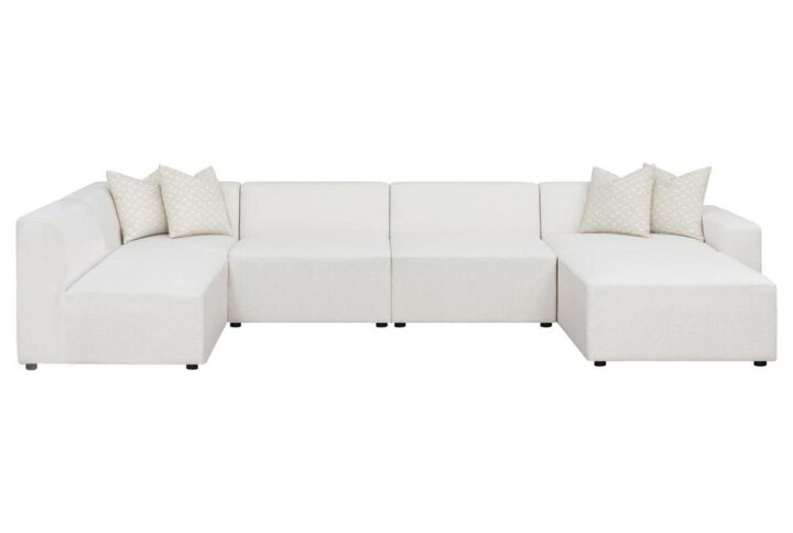 Elevate your spacious entertainment area using this elegant six-piece modular sectional set