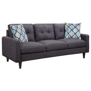 Add a retro twist to a living room with this two-piece living set. With delicate tufting on the back cushions