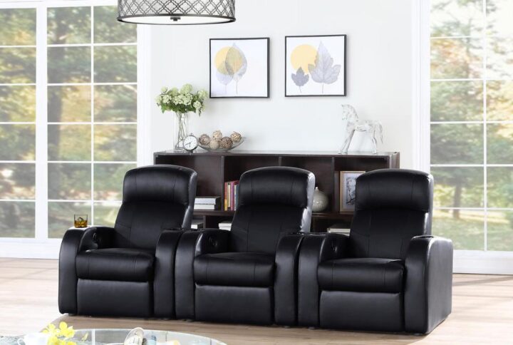Get the movie theater experience at home with this set of recliners. Customize your home theater with your choice of seating configuration