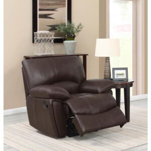 this chocolate motion recliner elevates the comfort level of any space. Emitting an elegant feel