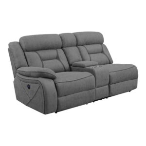 Transitional Laf Power Loveseat made of Upholstered in Grey color