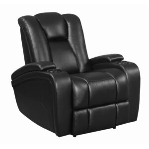leather-like material gives this power lift recliner a cool