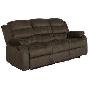 the plush cushions feature a triple channeled fiber filled back. The sofa