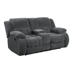 Complete a living room with this modern motion loveseat