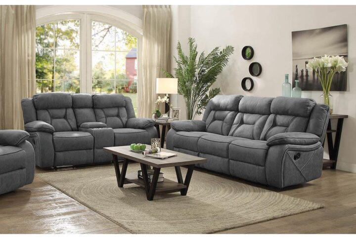 Welcome comfort into a classic or modern space with this two-piece motion set. Great for lounging