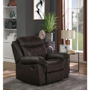 Relax following a long day at work. This glider recliner was designed to offer a comfortable