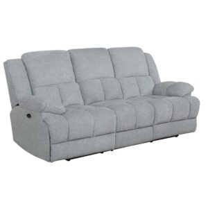 the sofa brings additional cup holders for your favorite beverage. Take a seat on any of the pieces and enjoy the comfortable cushioning on the backrests and armrests.
